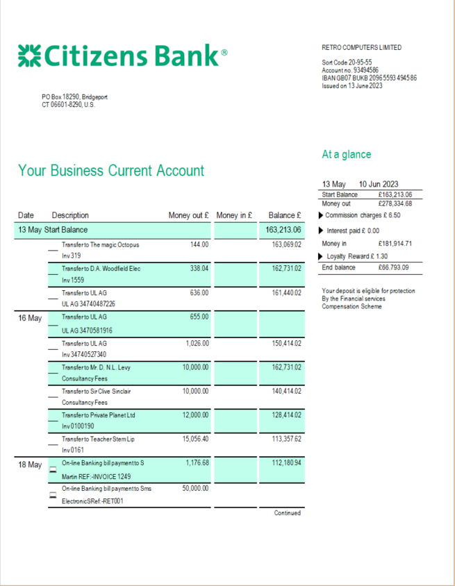  East West Bank firm account statement 